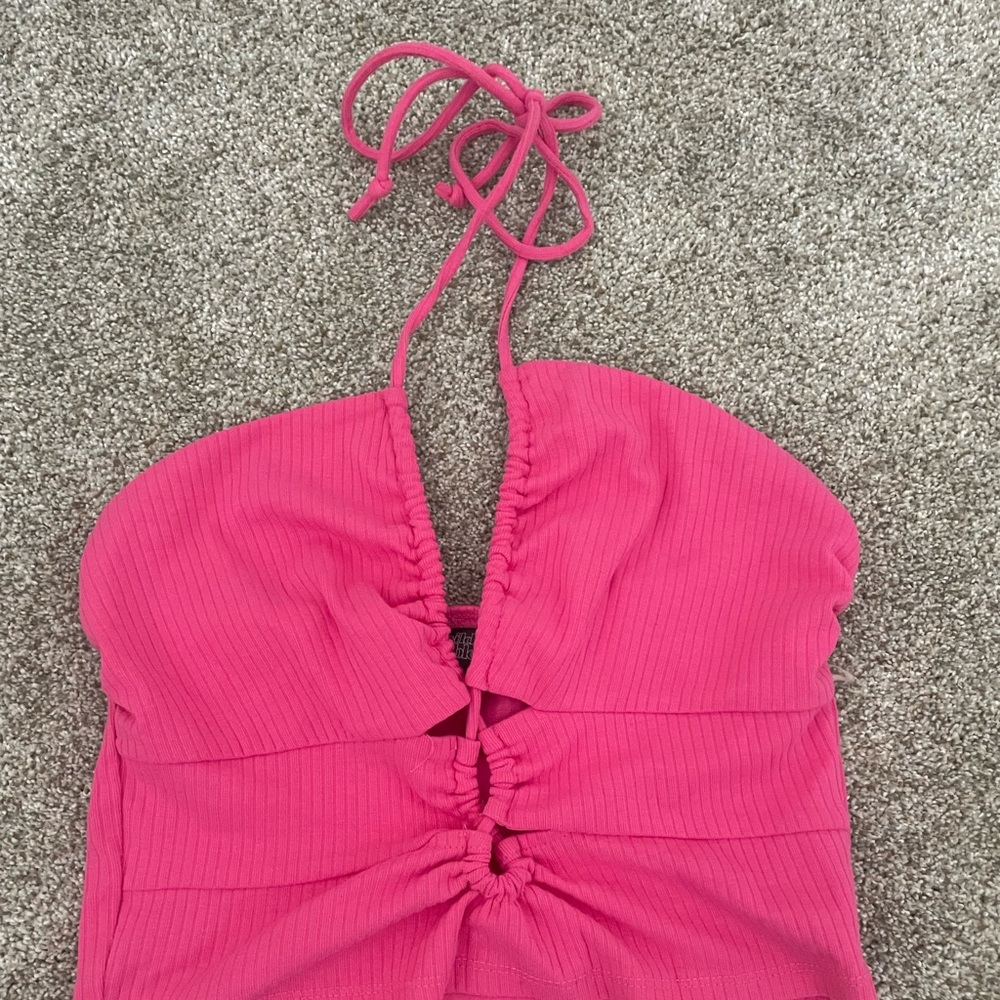 Hot pink halter top